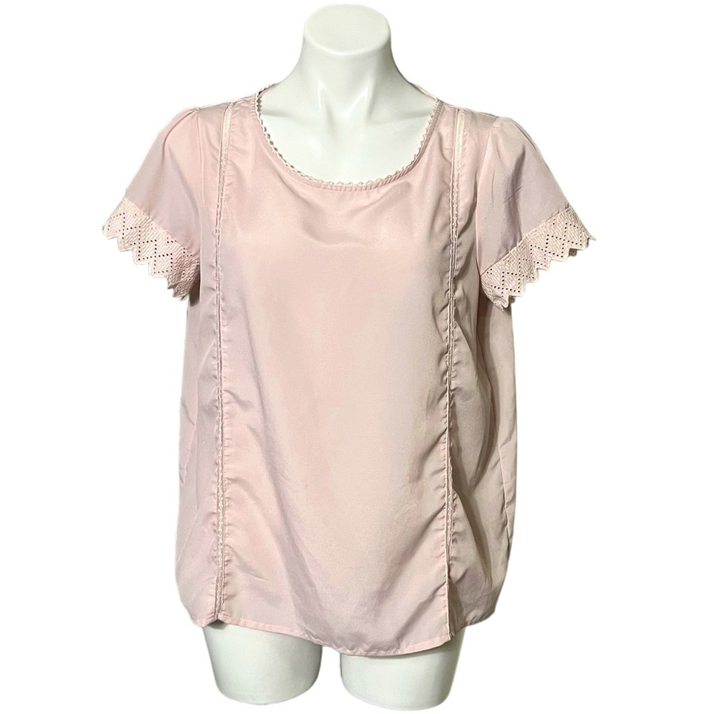 Lauren Conrad Runway Lace Trim Blouse Size Large Blush